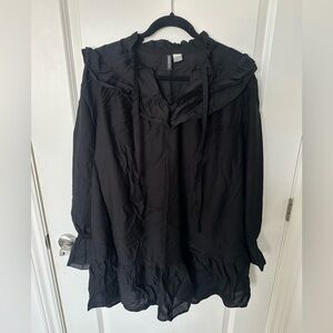 H&M Elegant Black Tunic with Ruffles